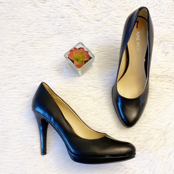 NINE WEST | Wise Up Black Leather Classic Heel Pump Stiletto women’s 7 - Picture 4 of 8